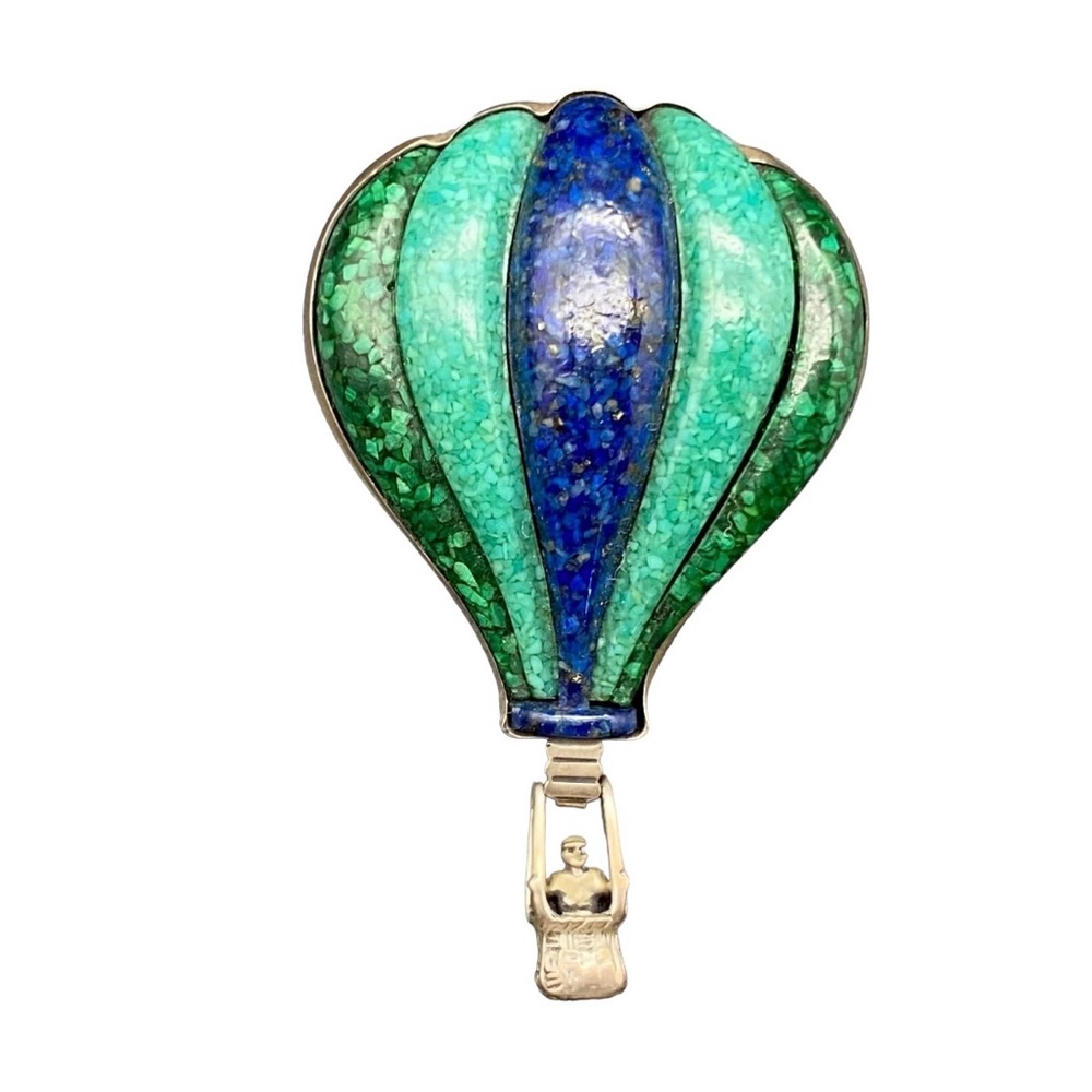 Carolyn Pollack Pendant/Brooch Hot Air Balloon Lapis, Turquoise, Malachi…